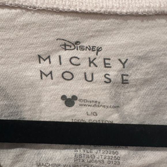 Disney Mickey Mouse sketch hi and bye raw hem cropped tee sz L - Picture 6 of 6